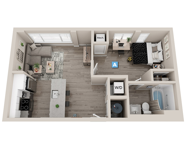 Arbor - 1x1 Floor plan
