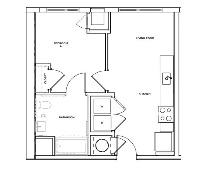 Ashe - 1x1 Floor plan