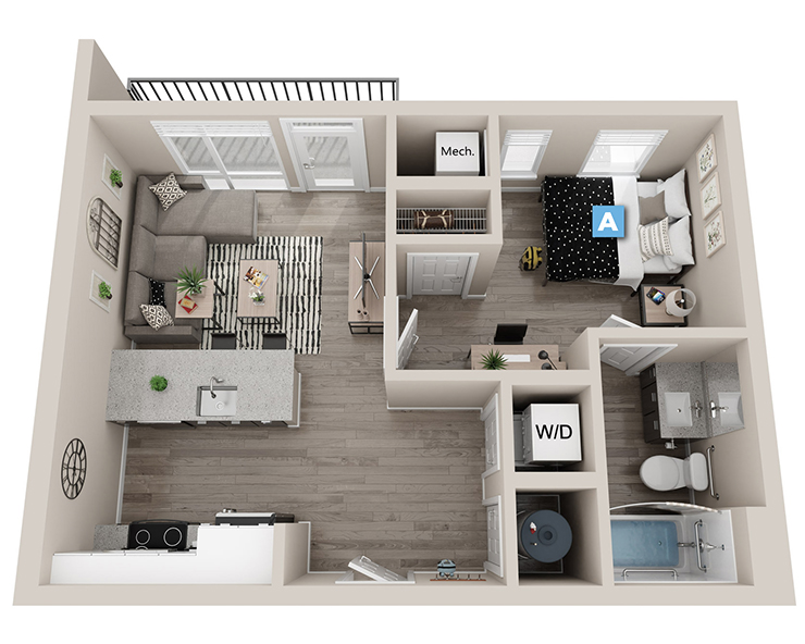 Ashleaf - 1x1 Floor plan