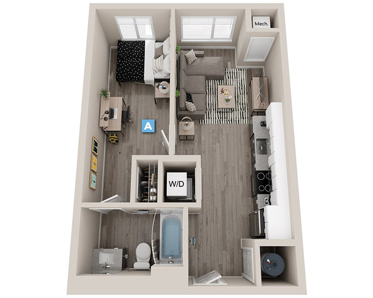 Aspen - 1x1 Floor plan