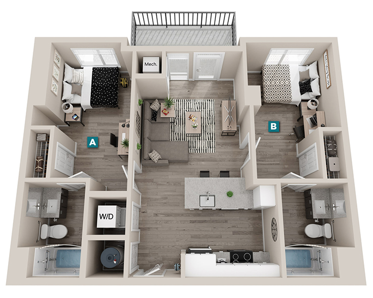 Beech - 2x2 Floor plan