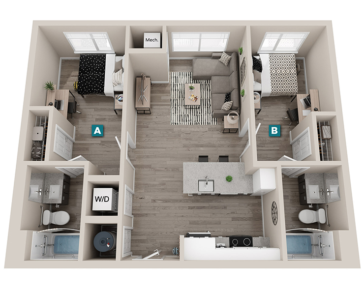 Birch - 2x2 Floor plan