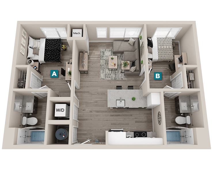 Boxelder - 2x2 Floor plan