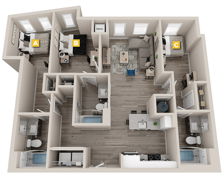 Chestnut - 3x3 Floor plan