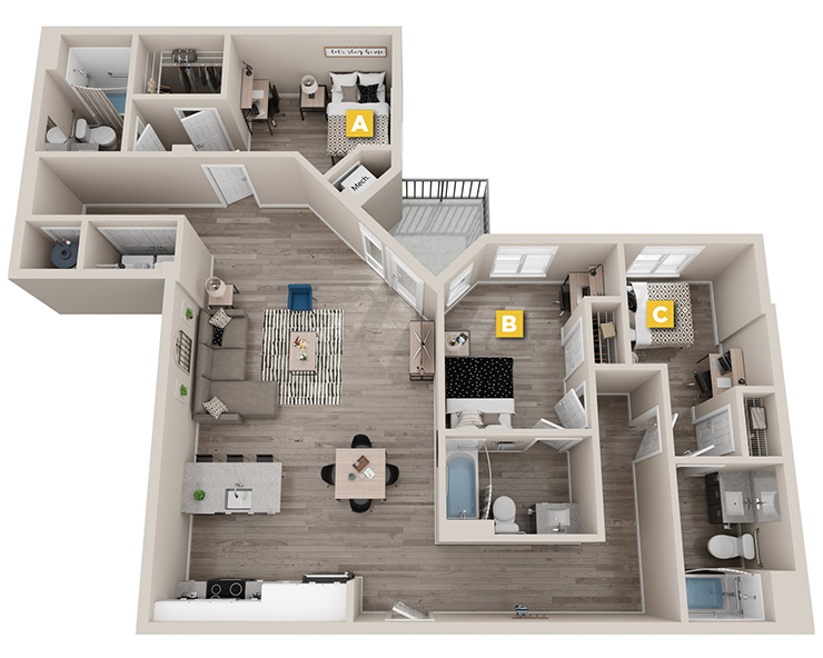 Oak - 3x3 Floor plan
