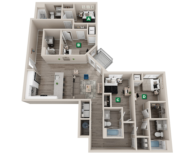 Dogwood - 4x4 Floor plan