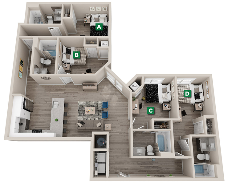 Duffie - 4x4 Floor plan